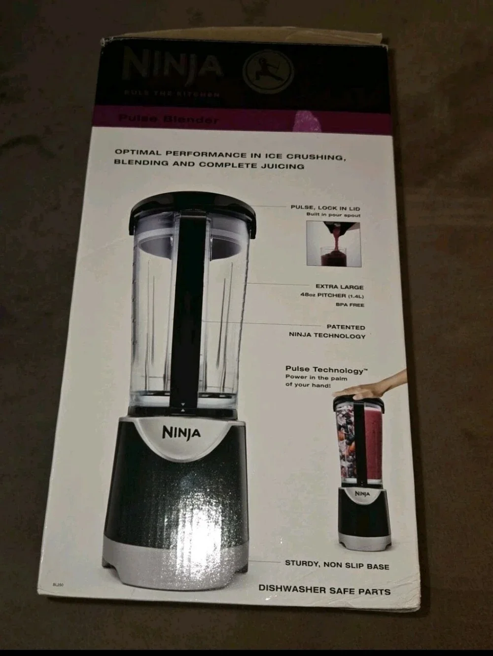 Ninja Pulse Black Blender 700 Watt BL250 Extra Large 48 Oz. Pitcher‎